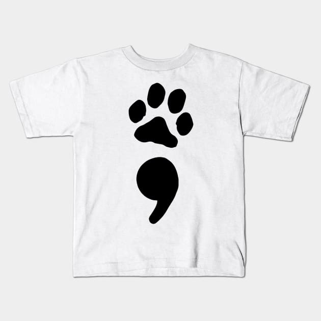 semicolon paw print (black) Kids T-Shirt by mystudiocreate